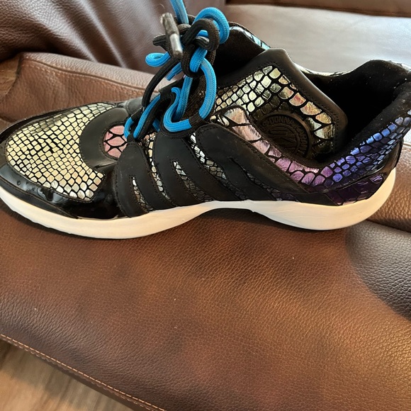 DKNY Womens Black Snake Skin Print Lynzie Toe Leather Athletic Sneakers 11M - Picture 7 of 9